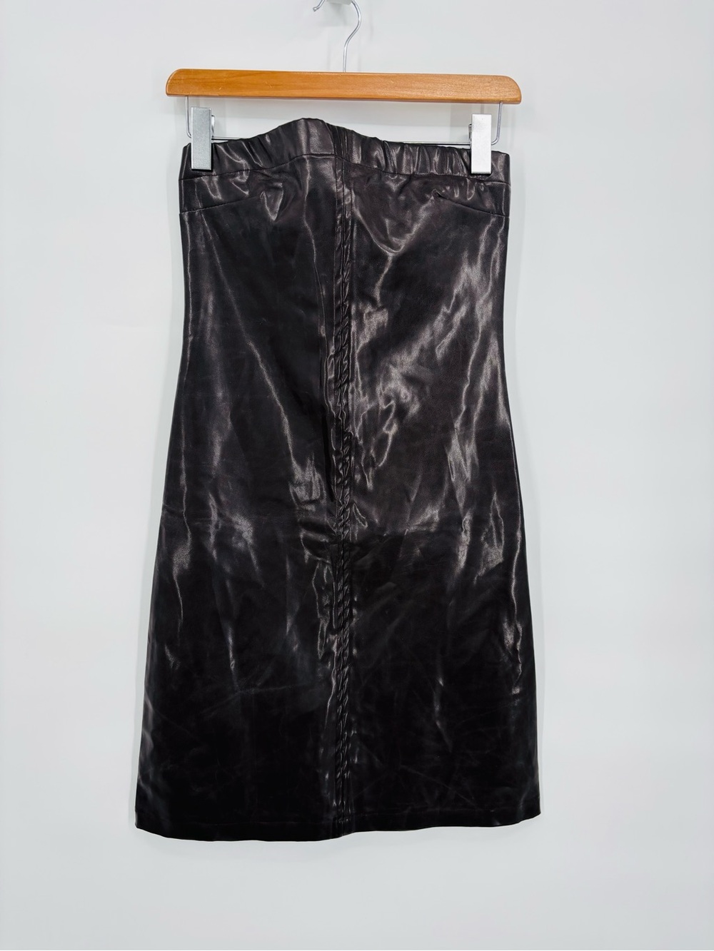 NEW Via 101 y2k strapless faux leather dress